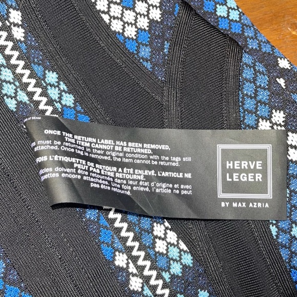 RARE HERVE LEGER BLACK/BLUE ICONIC DRESS NEW - Picture 7 of 7